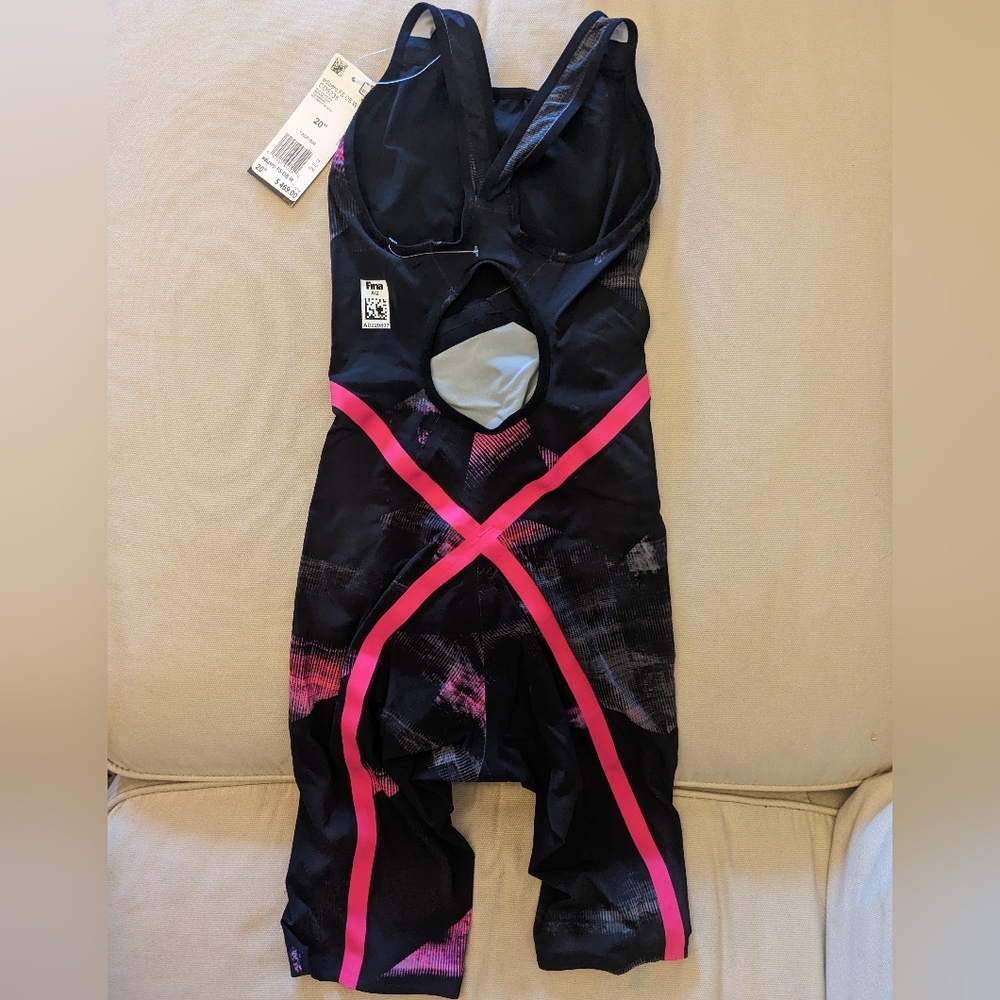 $469 Adidas Women's Adizero XVIII Freestyle Closed Back Suit- Black / Shock Pink